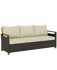 Outsunny 3 Seater Outdoor Couch Sofa with Cushioned Wide Seats