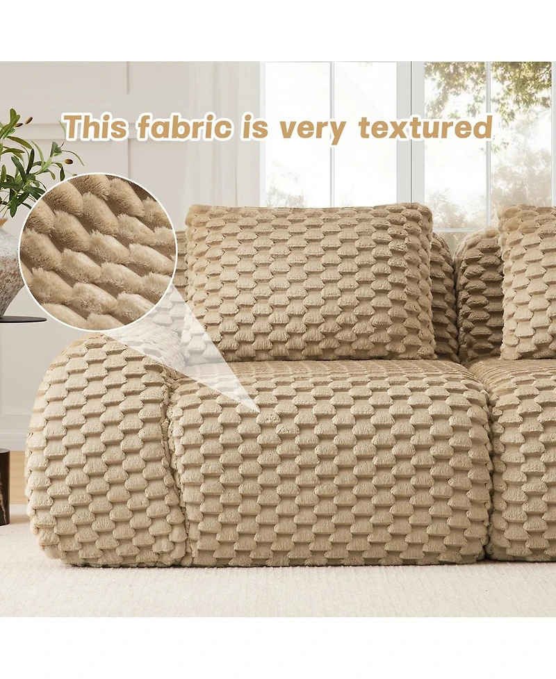 Streamdale Furniture Streamdale Modern L-Shaped Modular Sectional Sofa, Flannelette, Oversized 3-Seater, Movable Ottoman