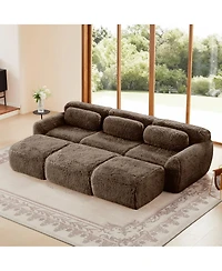 Streamdale Furniture 3-Seater Plush Fabric Sofa with Movable Ottoman, No Assembly Required