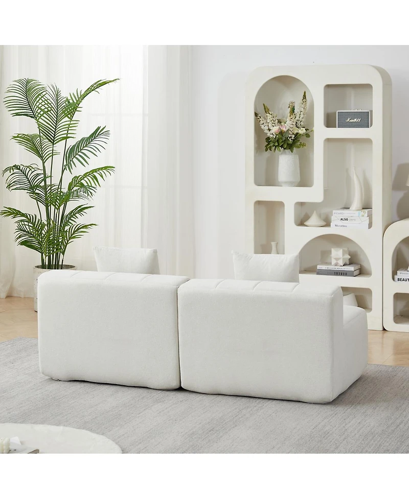 Streamdale Furniture Chenille Curved Sectional Sofa with Pillows