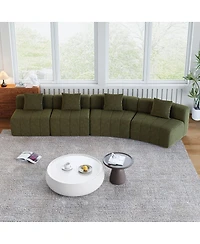 Streamdale Furniture Chenille curved sectional sofa with 4 pillows, curved modular sofa