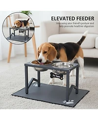 Aronkl Metal Raised Dog Bowl Stand with Stainless Steel Bowls Non Slip Mat for Medium Large Breeds