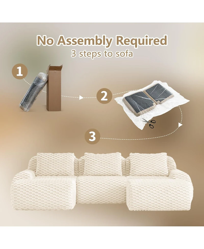 Streamdale Furniture Streamdale Modern U-Shaped Modular Sectional Sofa, Flannelette, Oversized 3-Seater