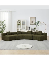 Streamdale Furniture Chenille Curved Sectional Sofa with 4 Pillows