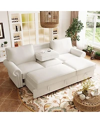 Streamdale Furniture 95" Convertible Sectional Sleeper Sofa w/ Storage Chaise & Cup Holders