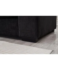 Streamdale Furniture Streamdale Black 4-Seat Corduroy Sectional Sofa Couch with 2 Ottomans