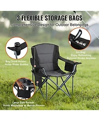 Mecale Portable Folding Camping Chair for Adults with Lumbar Support, Cup Holder and Cooler Bag
