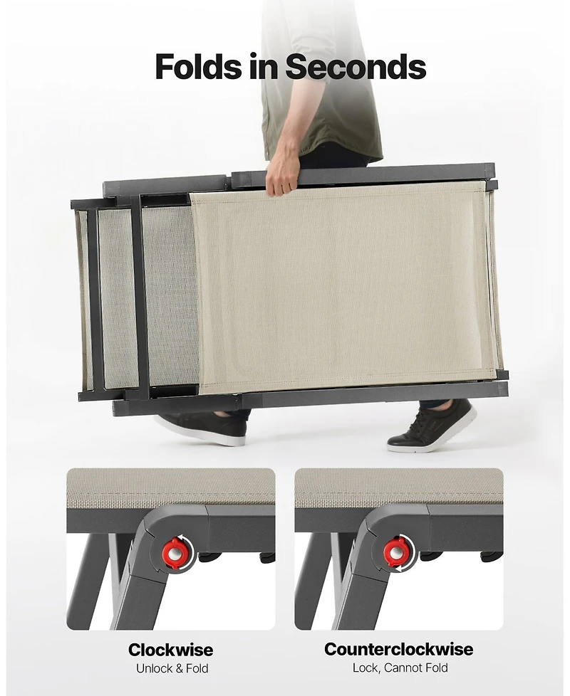 Mecale Foldable Outdoor Chaise Lounge Chair with 5 Positions, 400 lb Capacity