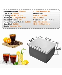 Mecale 20 x 16 x 13 Inch Drop-In Stainless Steel Ice Chest, 40 Qt with Hinged Lid