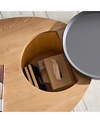 Boyel Living Modern Oval Coffee Table with Ash Veneer, Sophisticated Center Table for Living Room