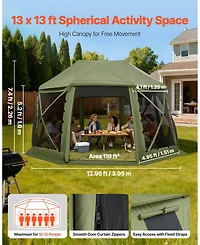 Mecale 13 x 13 Ft Pop-Up Spherical Gazebo Screen Tent for 10-12 People