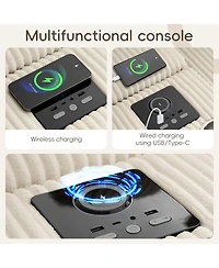 Streamdale Furniture Corduroy U-Shaped Sectional Sofa with Bluetooth, Usb, Cup Holders & Storage