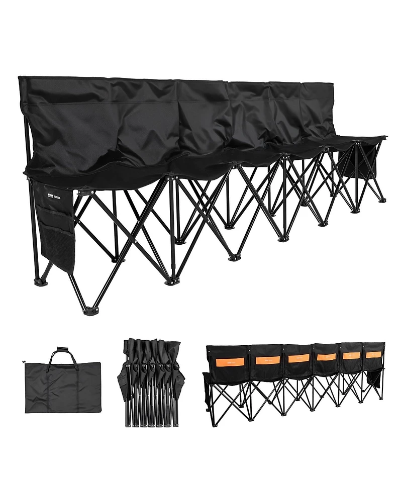 Mecale 6-Seat Portable Folding Sports Bench with Backrest and