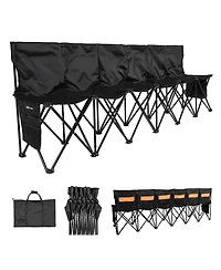 Mecale 6-Seat Portable Folding Sports Bench with Backrest and