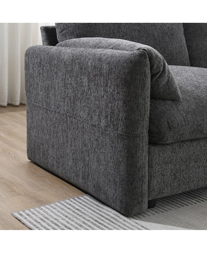 Streamdale Furniture 96.5" L-Shaped Sectional Sofa w/ Storage Ottoman, Usb Charger & Phone Holder