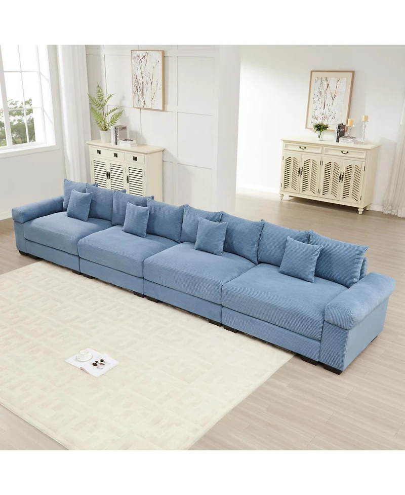 Streamdale Furniture Oversized Cloud Modular Sectional Couch, Premium Corduroy 3-Seater