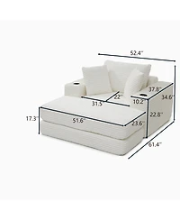 Streamdale Furniture 52.4" Oversized Corduroy Chaise Lounge Sofa Bed