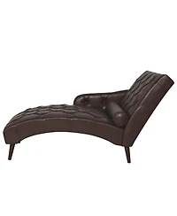 Streamdale Furniture Pu Chaise Lounge Armchair with Pillow and Wood Legs