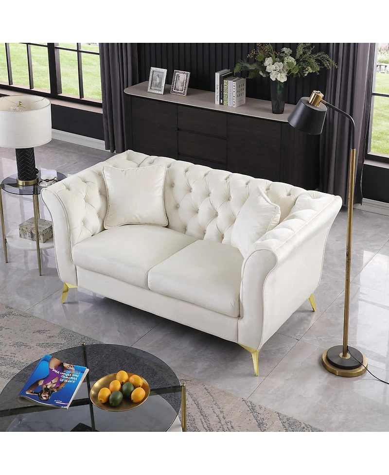 Streamdale Furniture Chesterfield Stanford Sofa, Tufted, Wrinkled Fabric, Lover seater
