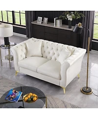 Streamdale Furniture Chesterfield Stanford Sofa, Tufted, Wrinkled Fabric, Lover seater