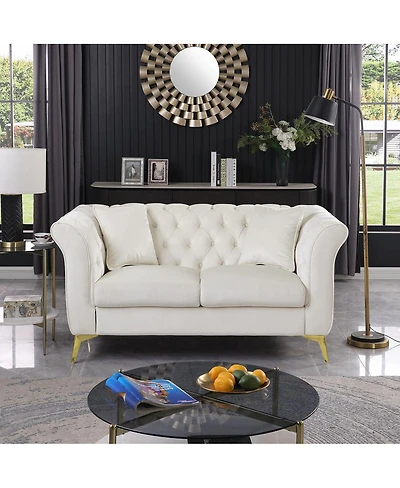 Streamdale Furniture Chesterfield Stanford Sofa, Tufted, Wrinkled Fabric, Lover seater