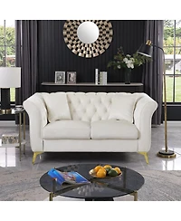Streamdale Furniture Chesterfield Stanford Sofa, Tufted, Wrinkled Fabric, Lover seater