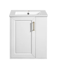 Sillysis 20" Wall Mounted Bathroom Vanity with Sink, Open Shelves Storage, Soft Close Door, Modern Floating Cabinet for Small Space