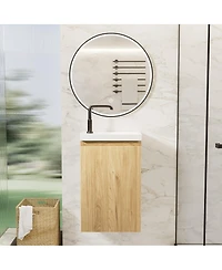 Sillysis 16" Wall Mounted Bathroom Vanity with Integrated Stone Sink Top, Modern Floating Design, Soft Close Door for Small Bathrooms