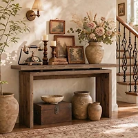 Tribesigns Farmhouse Console Table for Living Room, Rustic Entryway Table with Curved Legs