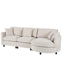 Streamdale Furniture Chenille Curved Chaise 3-Piece Sectional Sofa w/ Pillows