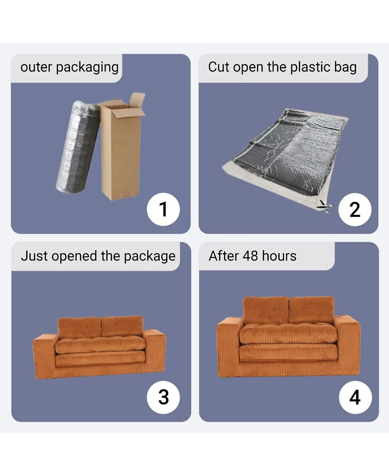 Streamdale Furniture Corduroy Loveseat Sofa Bed with Memory Foam - No Assembly, Convertible