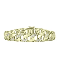 Men's Sterling Silver Iced Out Cubic Zirconia Braided Cuban Chain Bracelet