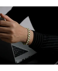 Men's Sterling Silver Iced Out Cubic Zirconia Braided Cuban Chain Bracelet