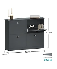 Clihome Shoe Cabinet, Hidden Slim Narrow Rack Cabinet with 4 Drawers