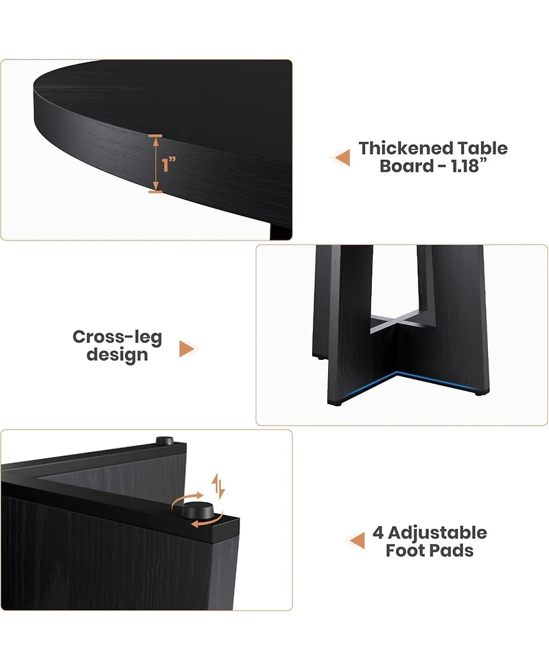 gaomon 47" Round Dining Table with Thickened Edge and Sturdy Pedestal Base