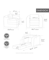 Streamdale Furniture Convertible Chenille Sofa Bed with Pillow - Single Seater