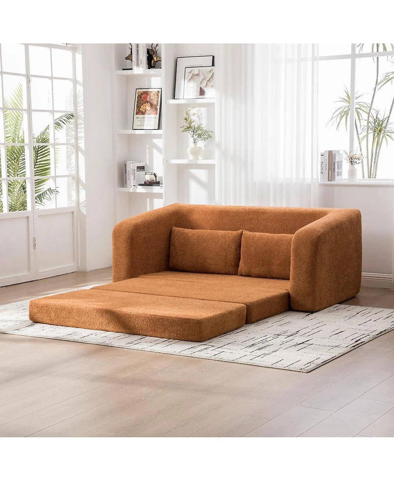 Streamdale Furniture 71" 2-in-1 Pull Out Foldable Loveseat Sofa Bed with Pillows