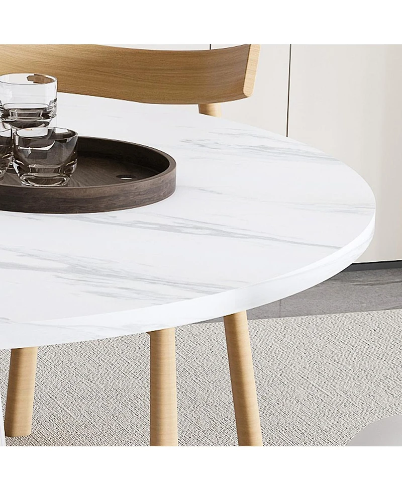 Streamdale Furniture Round Farmhouse Dining Table Set for 4 with 4 Solid Wood Chairs