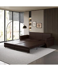 Streamdale Furniture Chesterfield King Pull Out Sofa Bed, 3-in-1 Faux Leather Convertible Sleeper Sofa