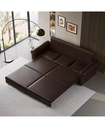 Streamdale Furniture Chesterfield King Pull Out Sofa Bed, 3-in-1 Faux Leather Convertible Sleeper Sofa
