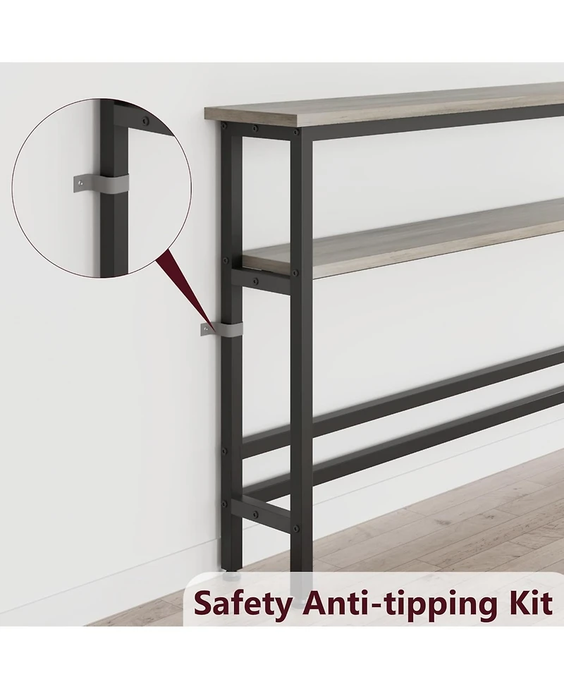 gaomon 59" Narrow 2-Tier Console Table with Adjustable Shelf