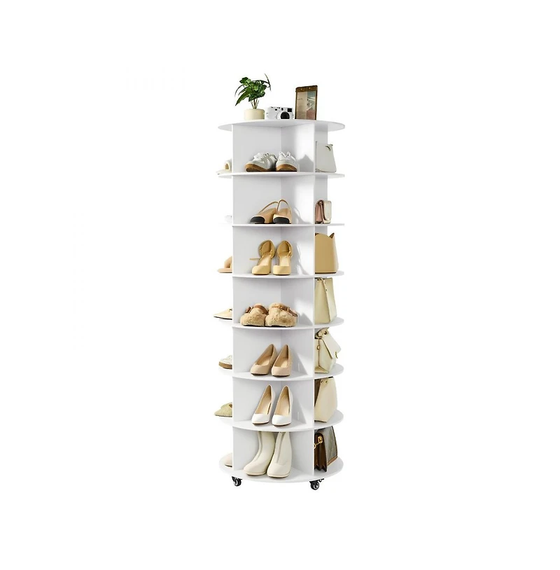 Slickblue 7-Tier Rotating Shoe Rack Tower with Wheels