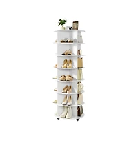 Slickblue 7-Tier Rotating Shoe Rack Tower with Wheels