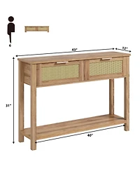 gaomon Wooden Console Table with 2 Storage Drawers
