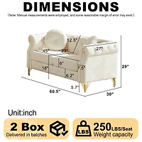 Streamdale Furniture Chesterfield Sofa with Pillows, Studs, and Metal Legs