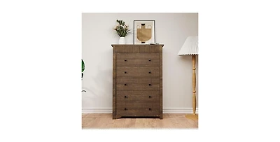 gaomon 5 Drawer Tall Dresser for Bedroom, 31.5" Wide Modern Fluted Wooden Chest of Drawers for Closet Living Room