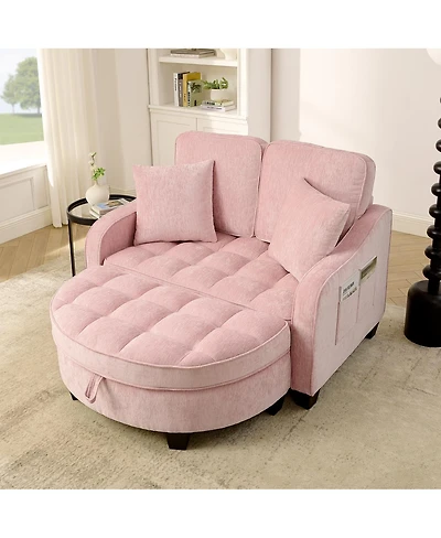 Streamdale Furniture two-seater sofa chaise longue with storage footrest and two pillows