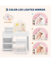 gaomon Kids Vanity Set with Lighted Mirror, Chair