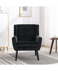Clihome Modern Soft Velvet Accent Chair Dining Bedroom With Legs