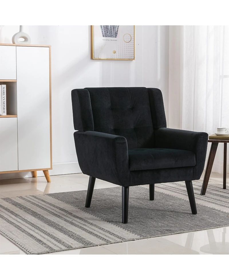Clihome Modern Soft Velvet Accent Chair Dining Bedroom With Legs